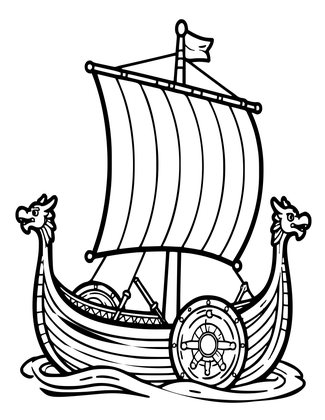 Viking Longship - Free printable coloring page