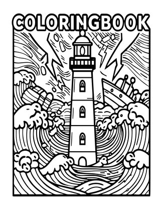 Lighthouse Storm - Free printable coloring page
