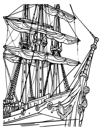 Ship Rigging - Free printable coloring page