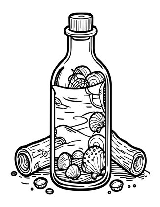 Message in a Bottle - Free printable coloring page