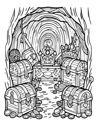 Treasure Cave - Free printable coloring page