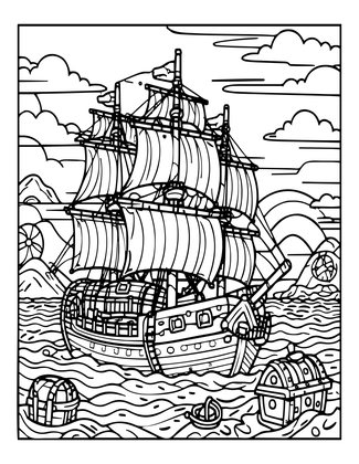 Pirate Panorama - Free printable coloring page