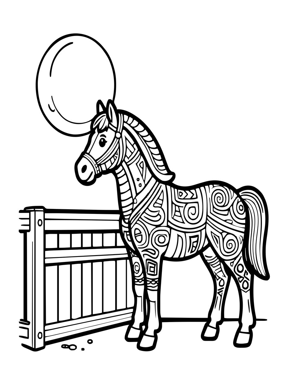 Brownie and Horse - free printable coloring page