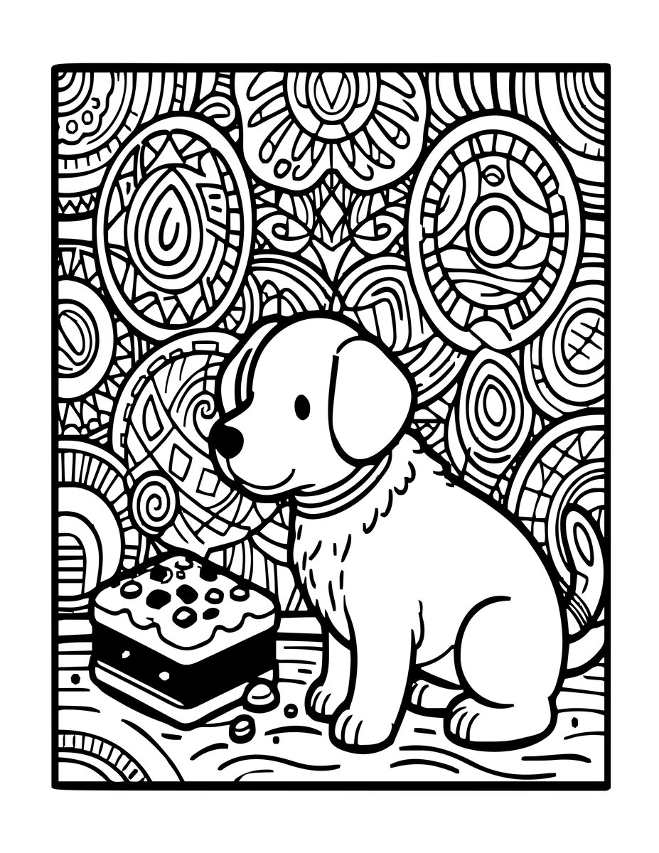 Brownie and Dog - free printable coloring page