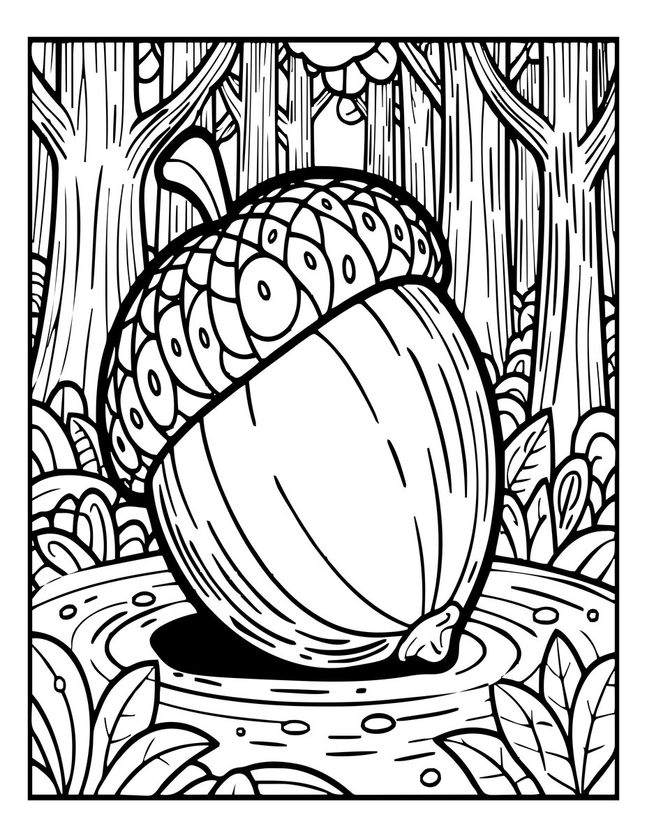 Pixie and Acorn - free printable coloring page