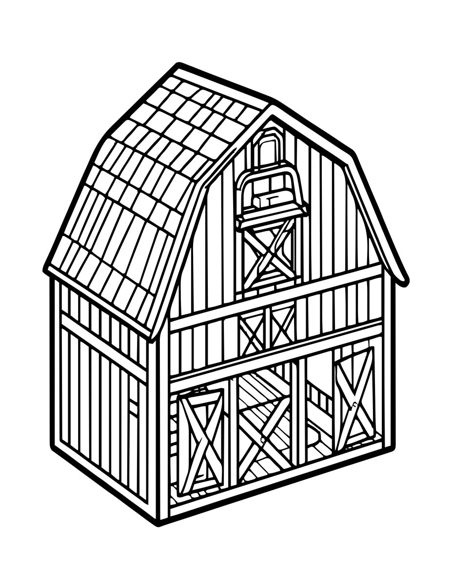 Brownie and Barn - free printable coloring page
