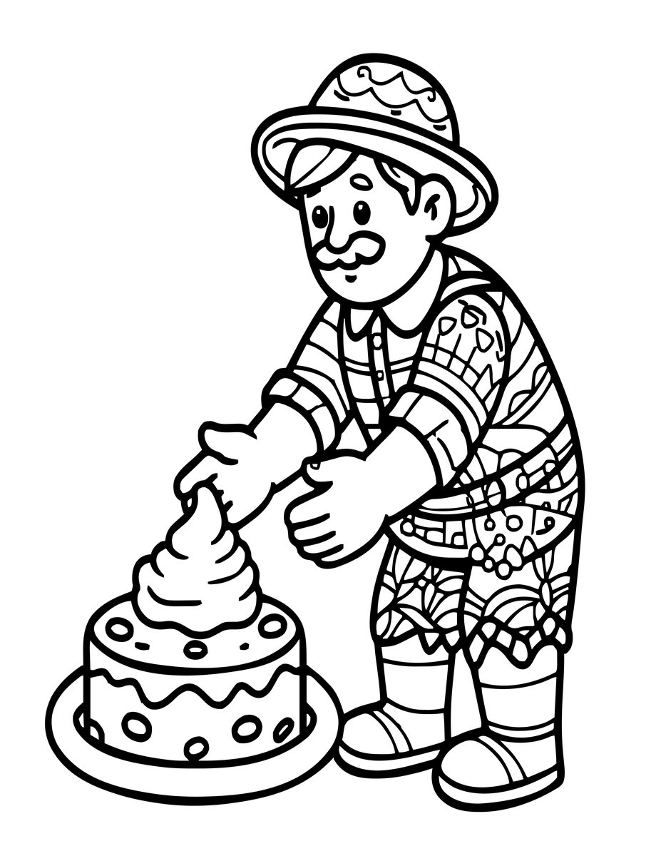 Brownie and Farmer - free printable coloring page