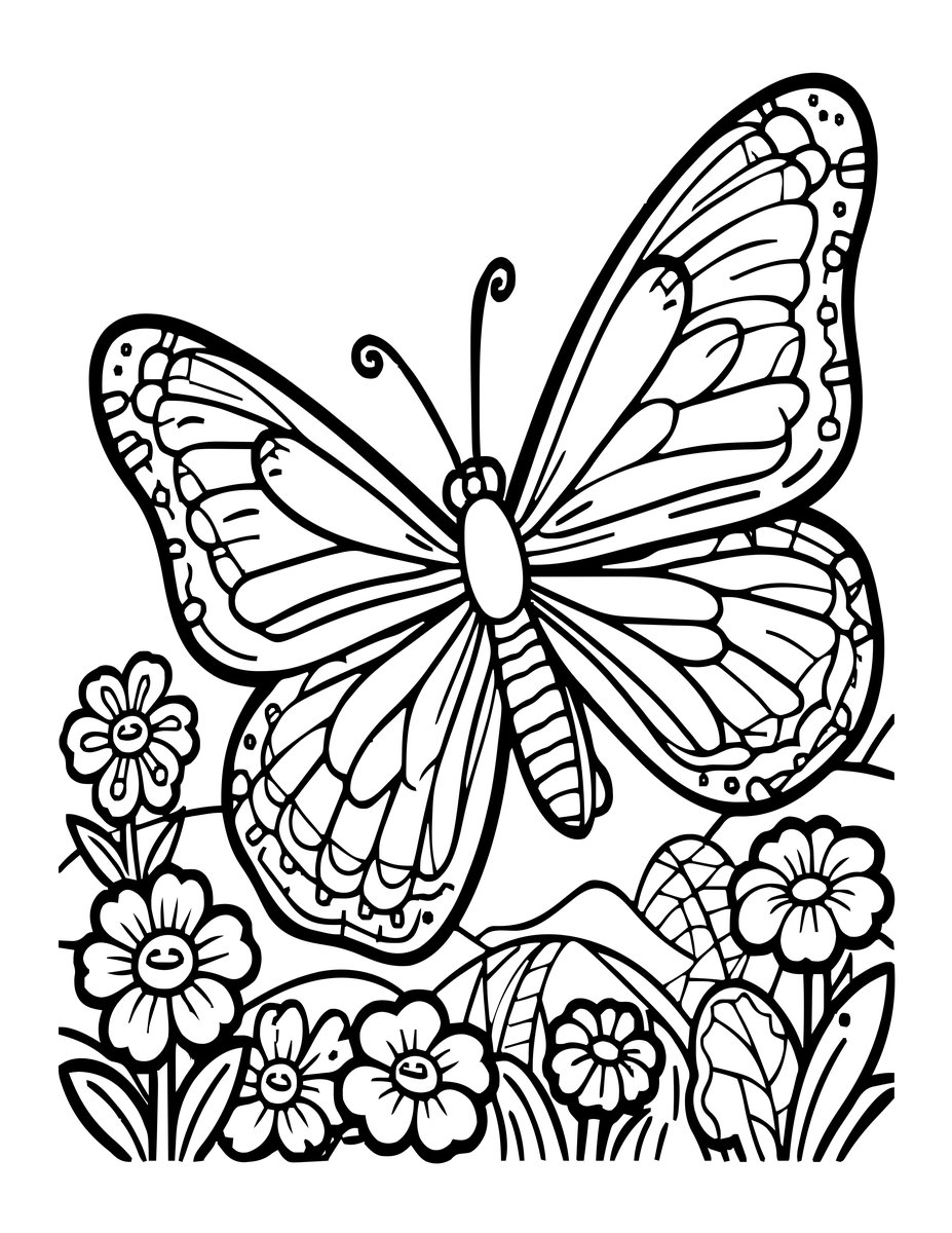 Pixie and Butterfly - free printable coloring page