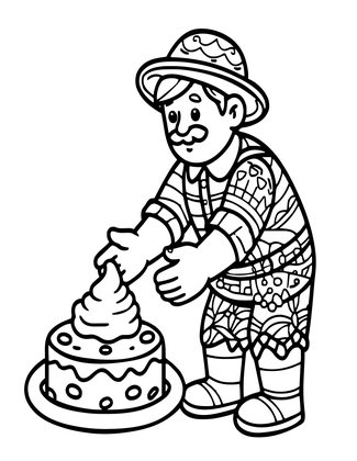 Brownie and Farmer - Free printable coloring page