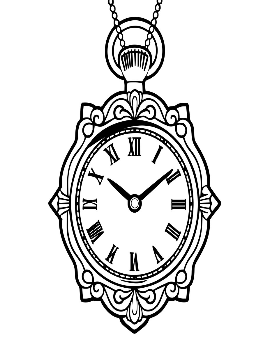 Ladies' Pendant Watch - free printable coloring page