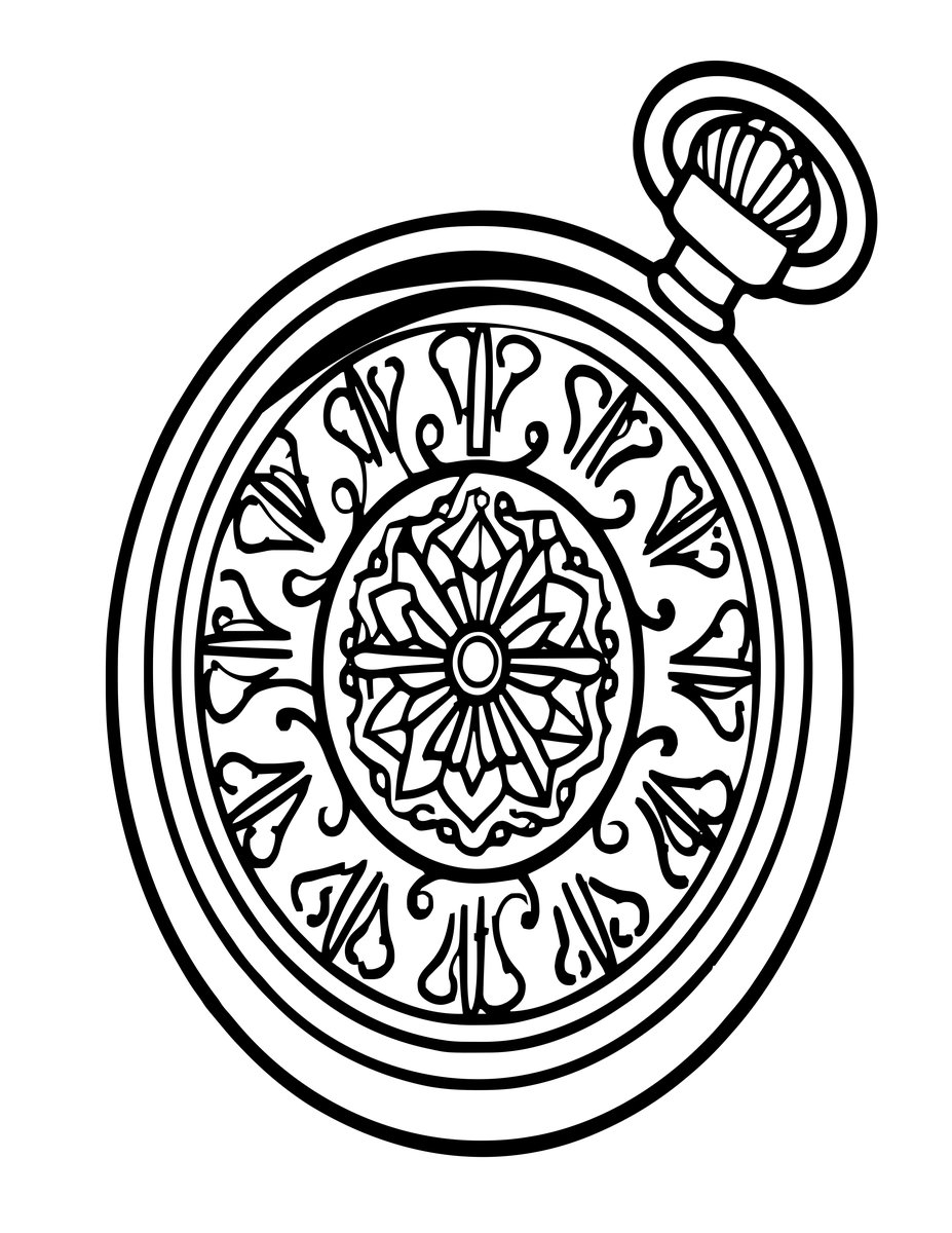 Silver Niello Watch - free printable coloring page