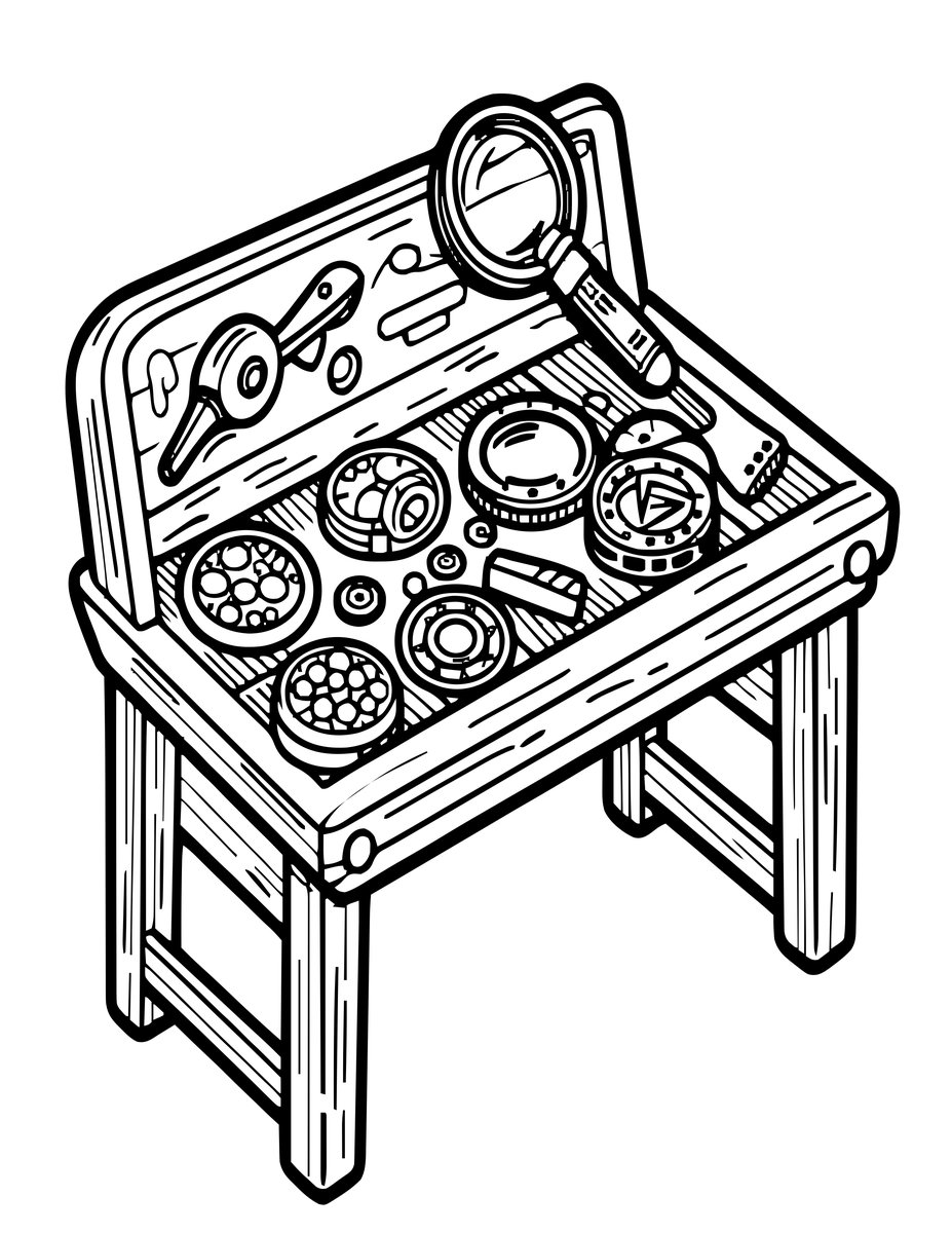 Watch Repair Bench - free printable coloring page
