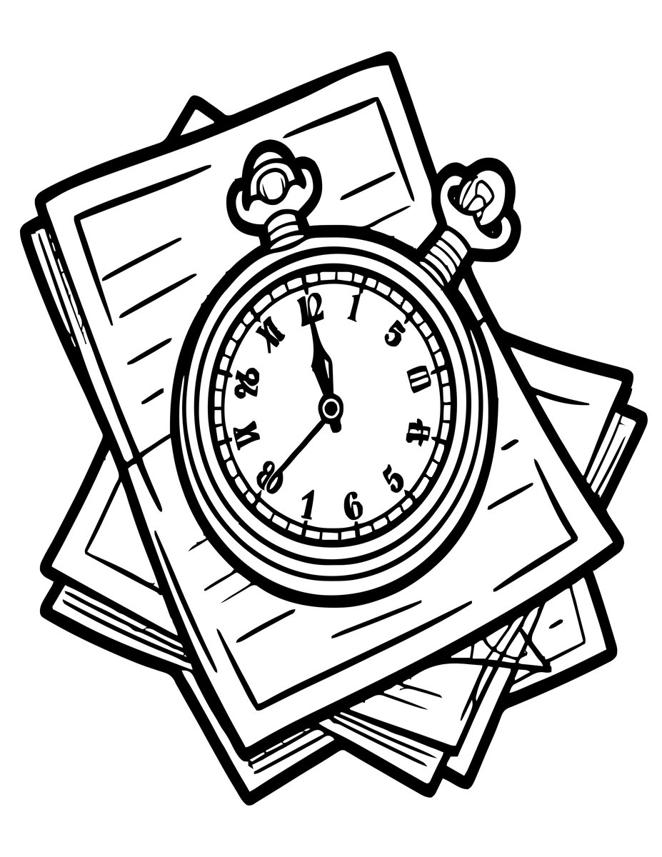 Watch on Old Letters - free printable coloring page