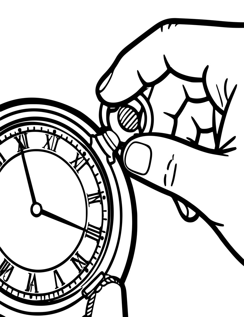 Winding the Watch - free printable coloring page