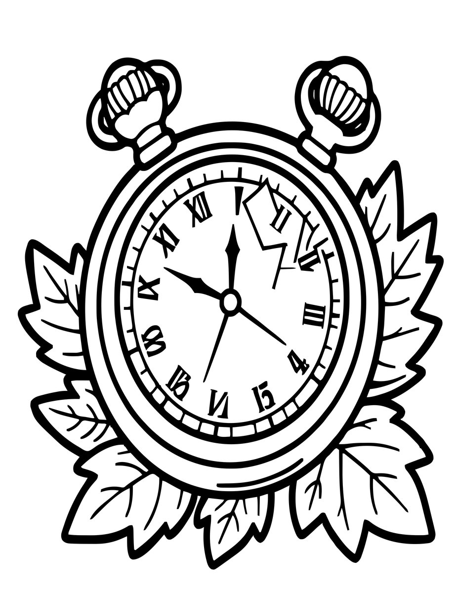 Broken Stopped Watch - free printable coloring page