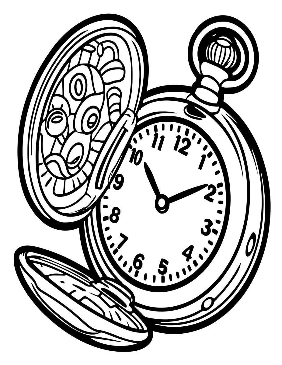 Watch at Midnight - free printable coloring page