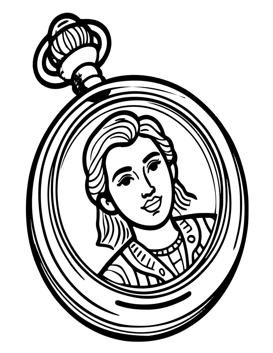 Enamel Portrait Watch - free printable coloring page