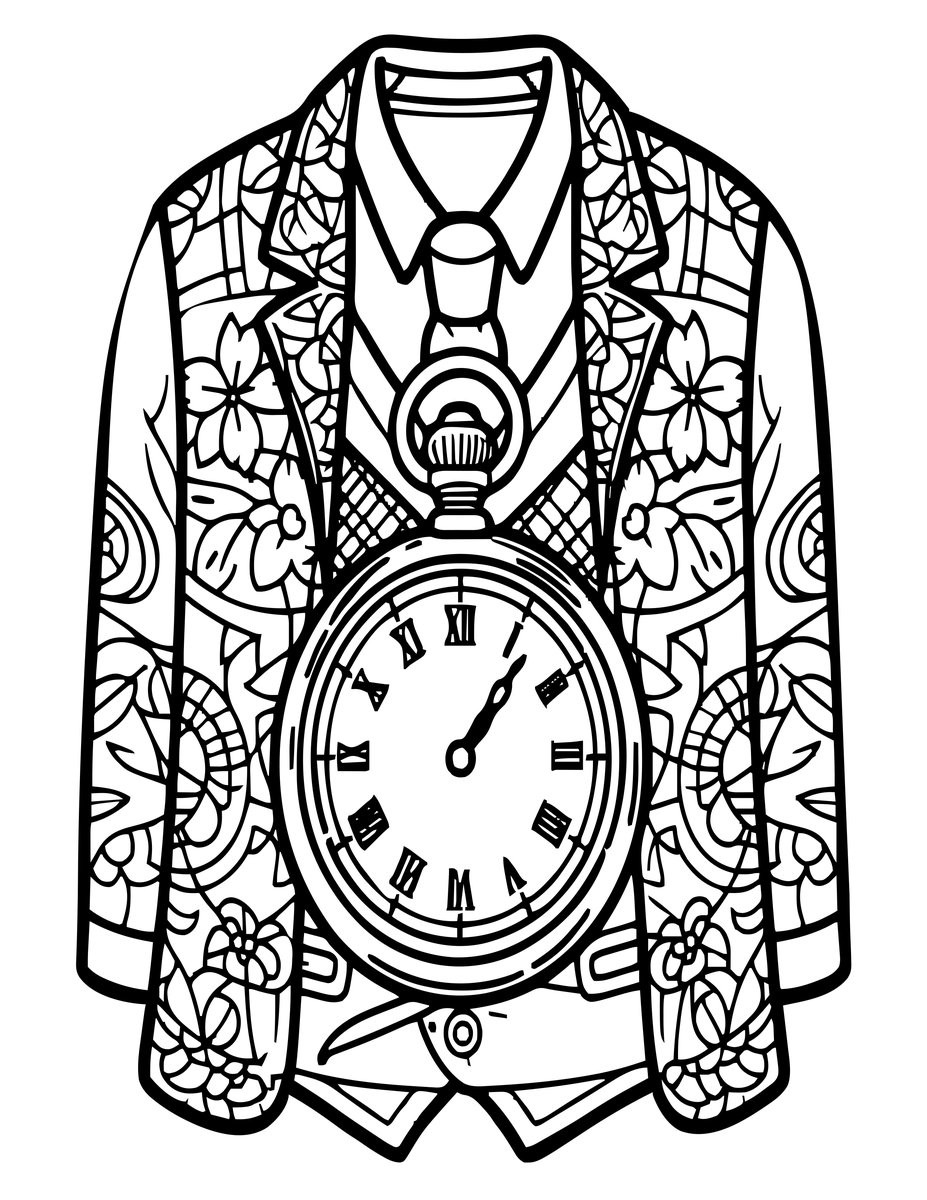 Watch in Waistcoat - free printable coloring page