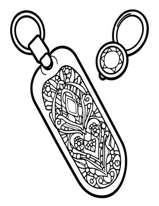 Pocket Watch Fob - Free printable coloring page