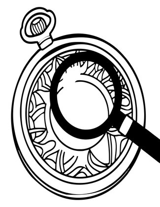 Watch and Magnifier - Free printable coloring page