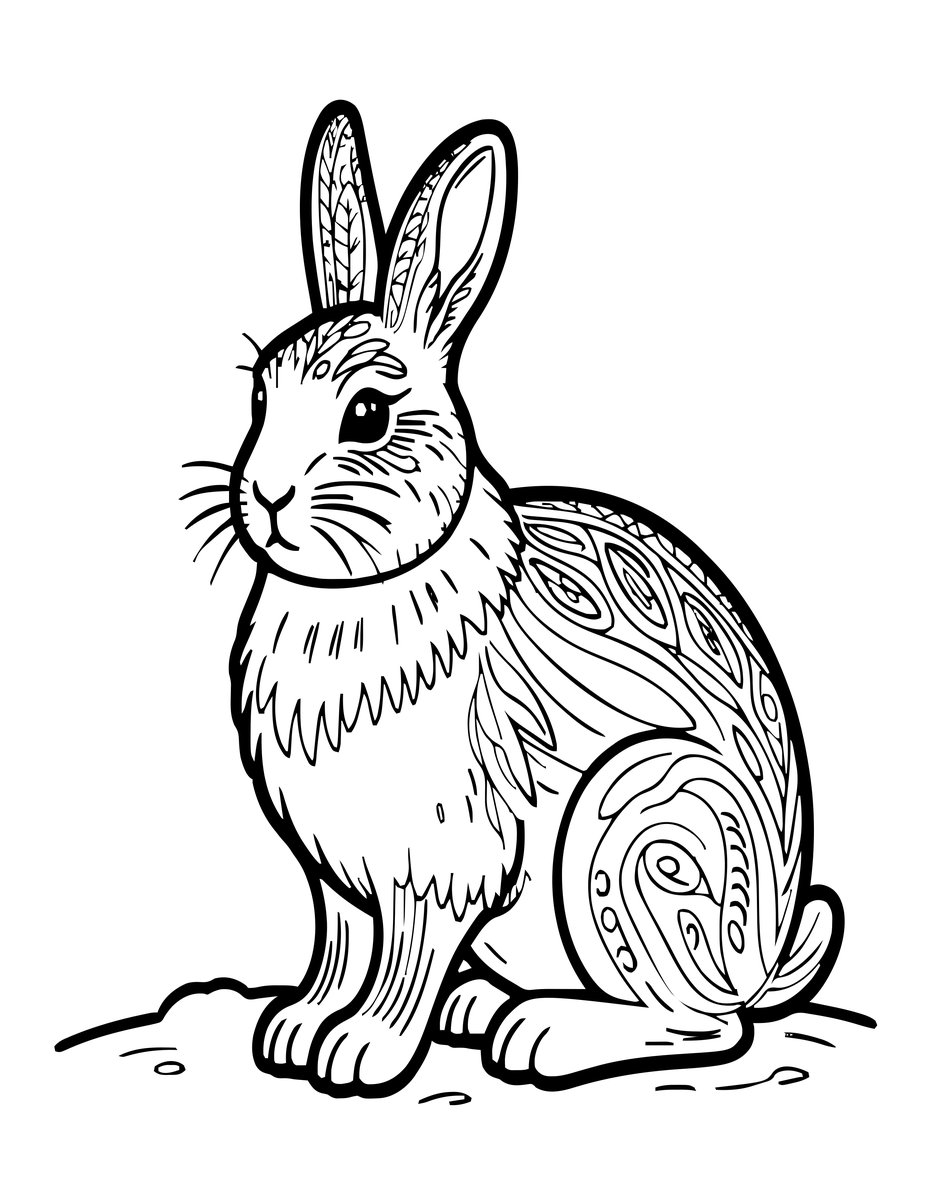 Arctic Hare - free printable coloring page