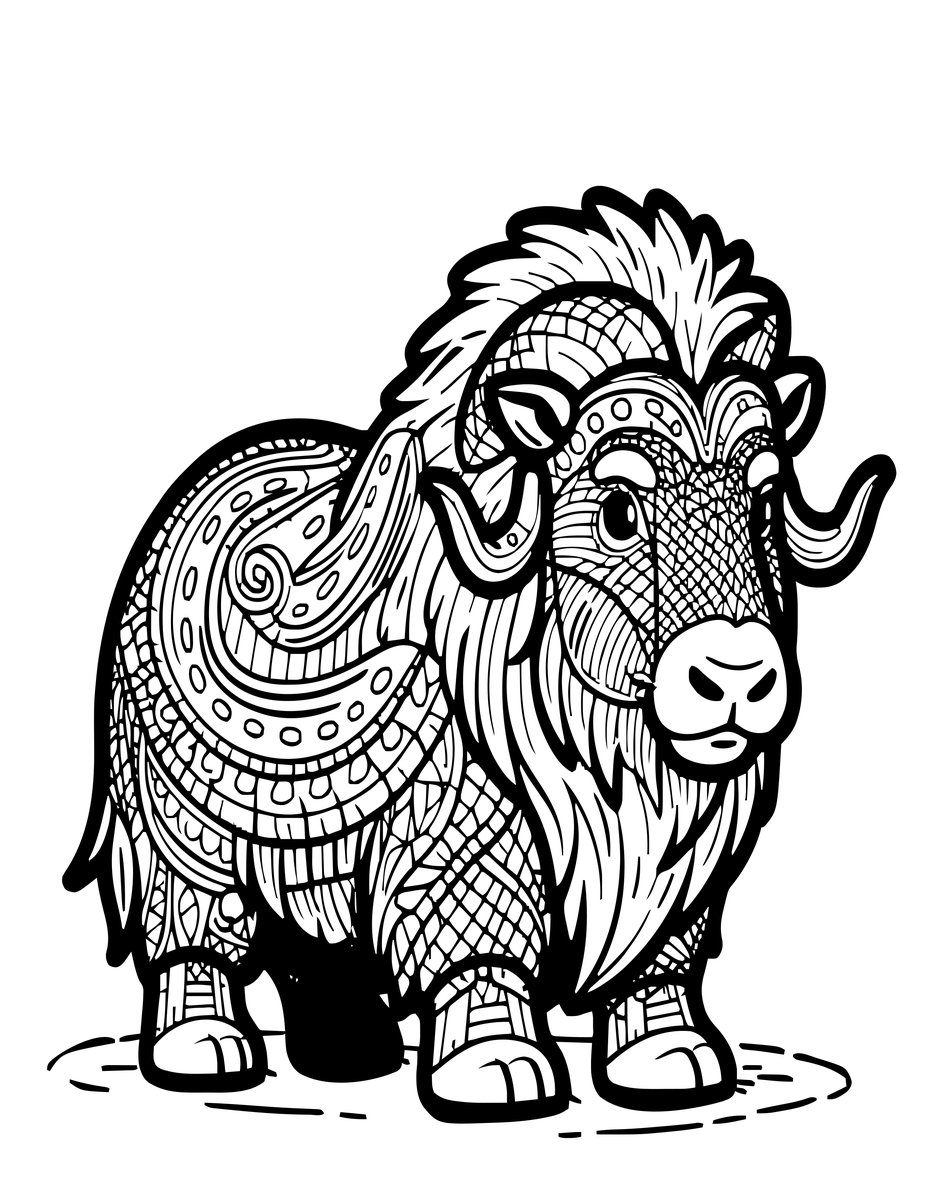 Musk Ox - free printable coloring page