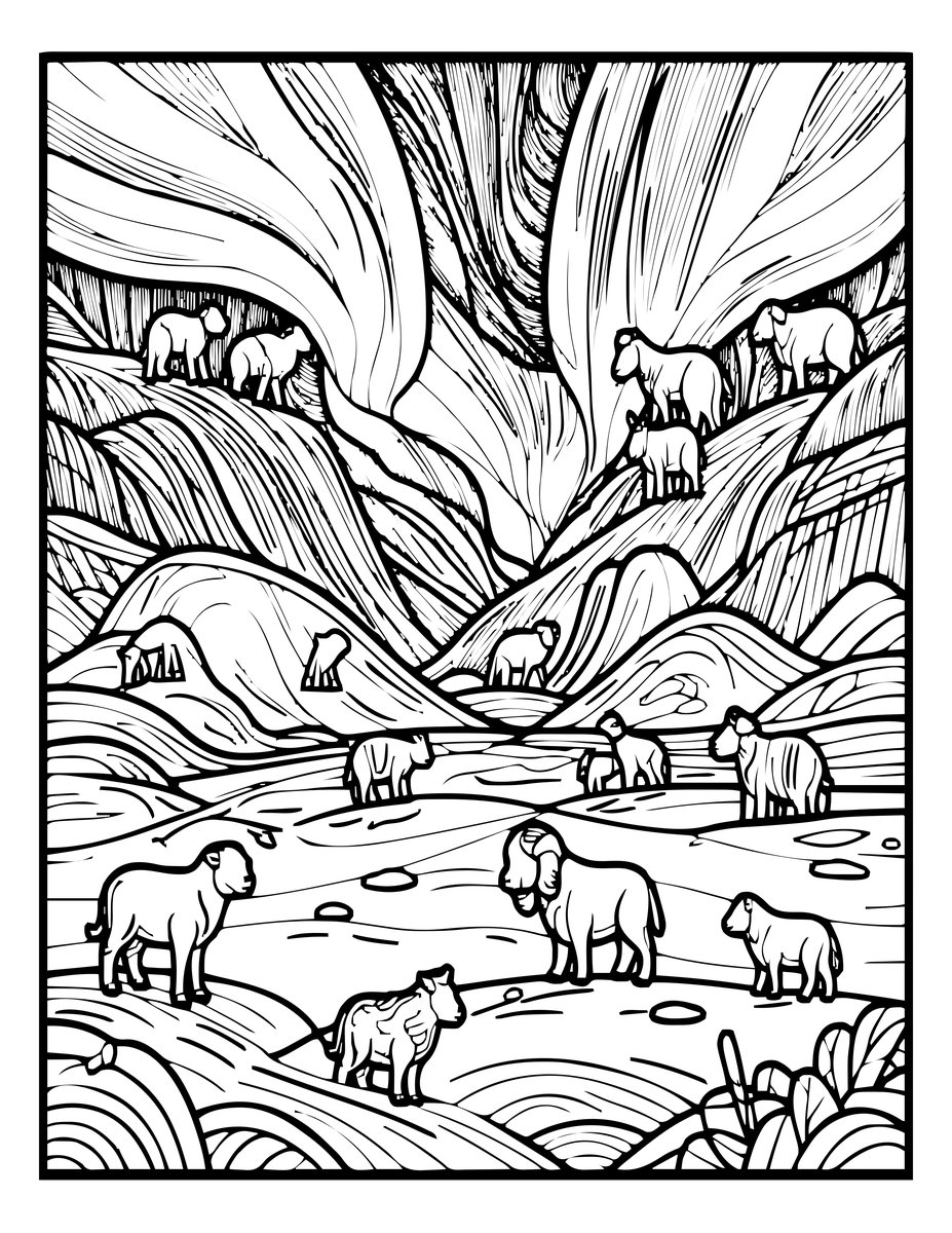 Snowy Landscape - free printable coloring page