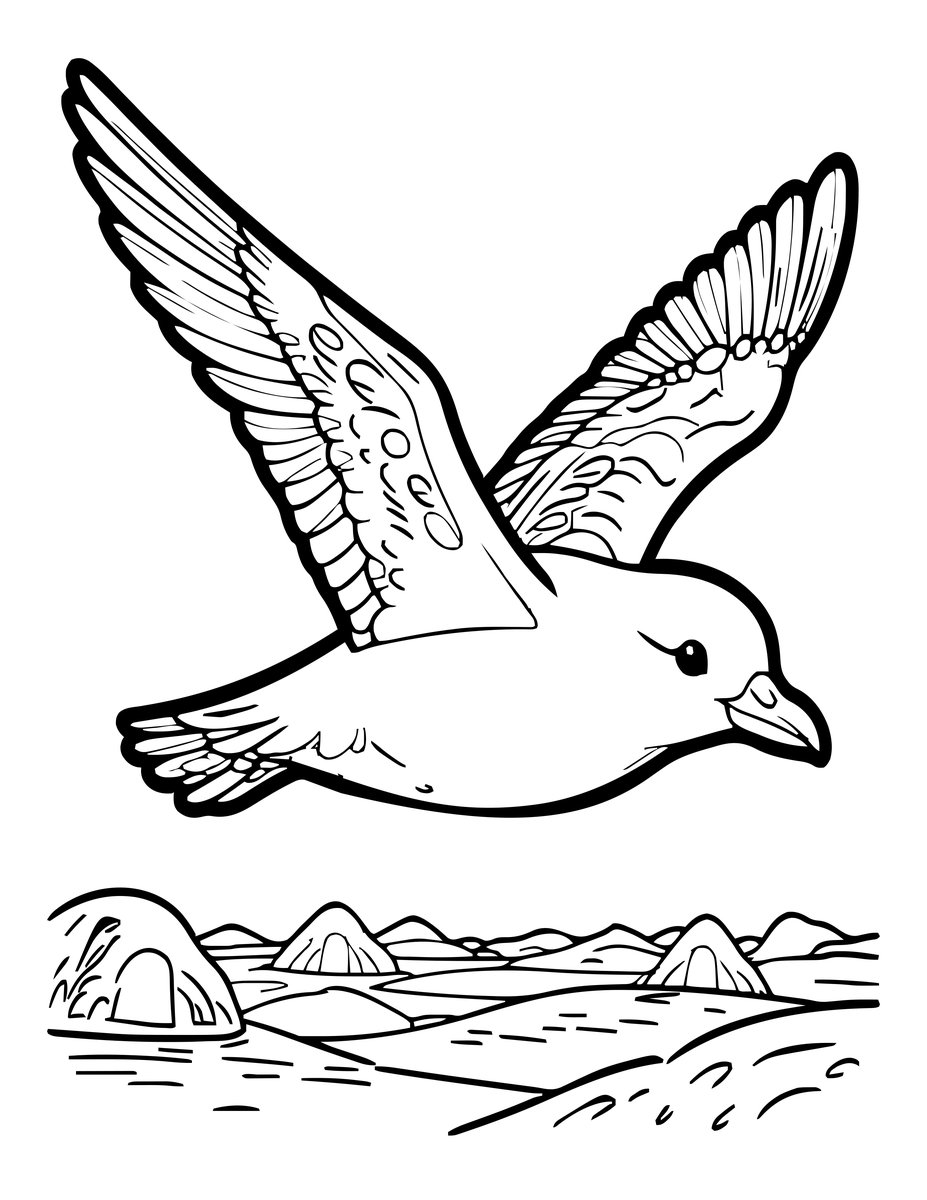 Snowy Petrel - free printable coloring page