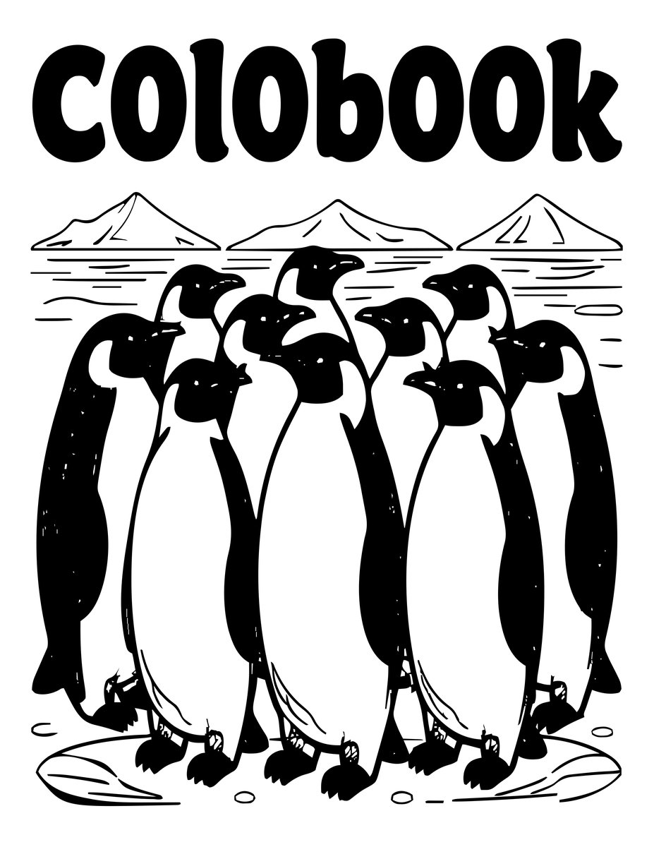 Penguin Colony - free printable coloring page