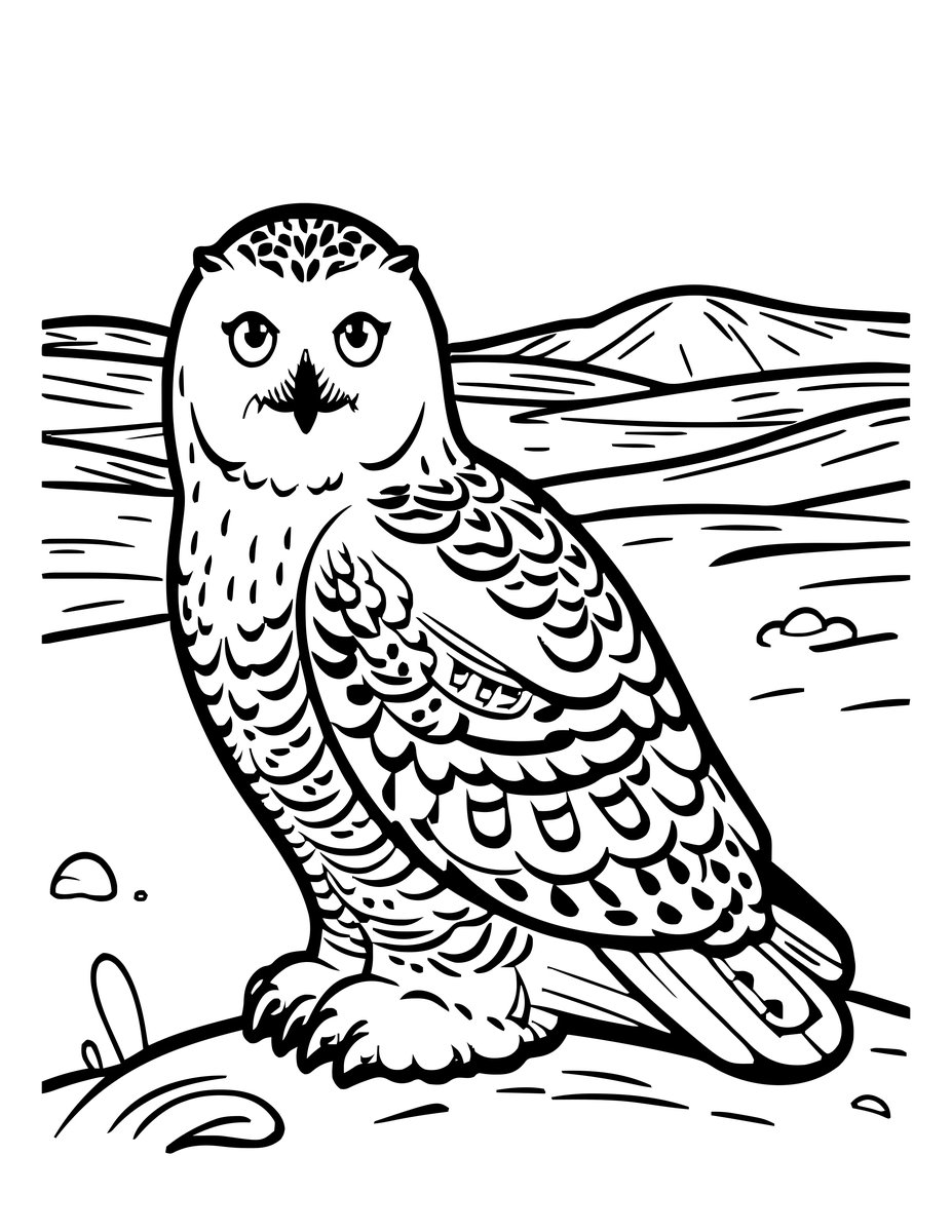 Snowy Owl - free printable coloring page