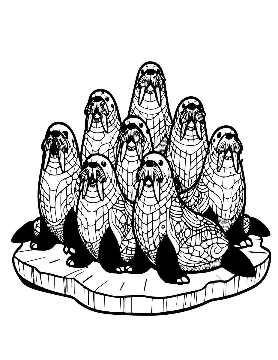 Walrus Colony - free printable coloring page