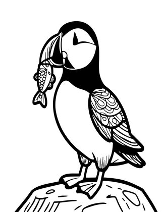 Puffin on Ice - Free printable coloring page