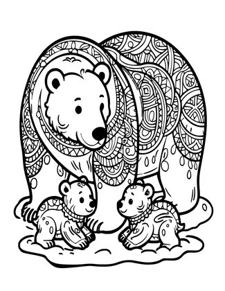 Polar Bear Cubs - Free printable coloring page