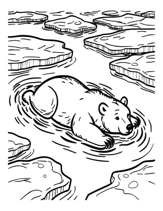 Polar Bear Swimming - Free printable coloring page