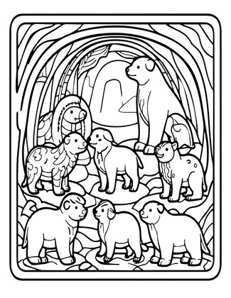 Ice Cave Animals - Free printable coloring page
