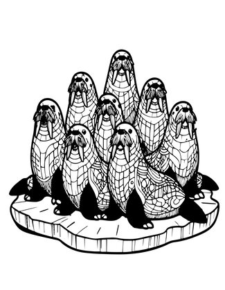 Walrus Colony - Free printable coloring page
