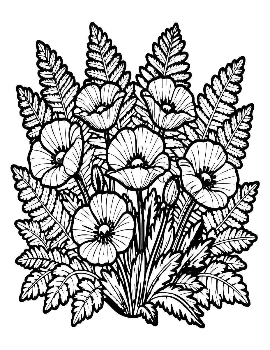 Welsh Poppy - free printable coloring page