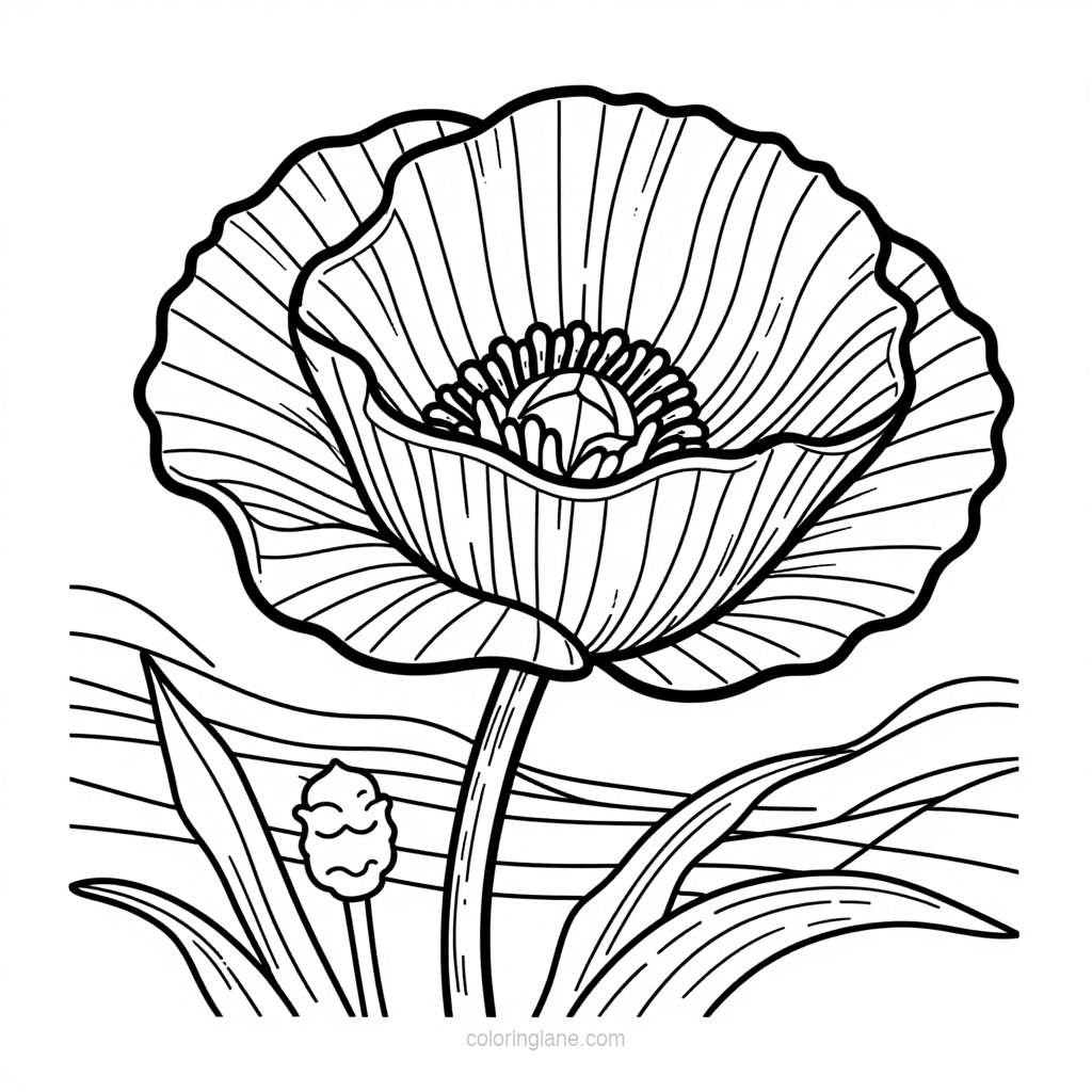 California Poppy - free printable coloring page
