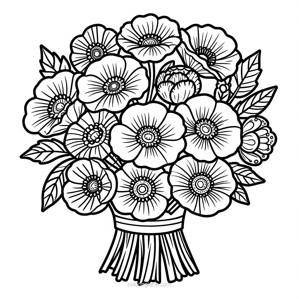 Poppy Bud - free printable coloring page