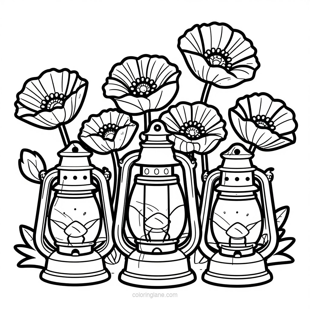 Poppy Seed Head - free printable coloring page