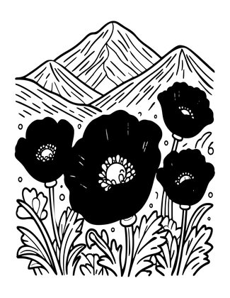 Himalayan Blue Poppy - Free printable coloring page