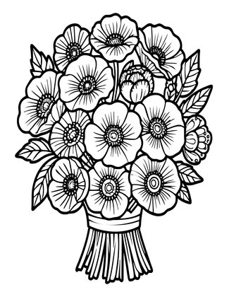 Poppy Bouquet - Free printable coloring page