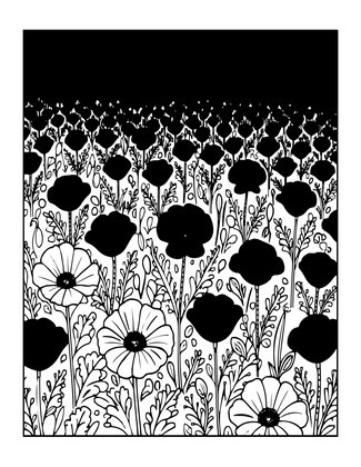 Poppy Field Horizon - Free printable coloring page