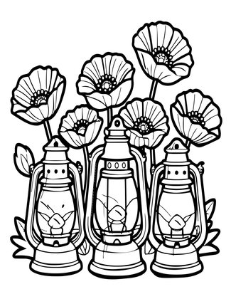 Poppy at Sunrise - Free printable coloring page