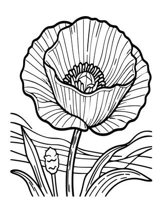 Poppy in Wind - Free printable coloring page