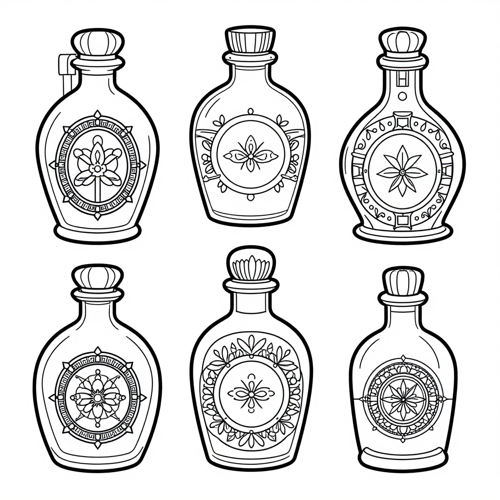Potion Bottles coloring pages collection - 30 free printable pages