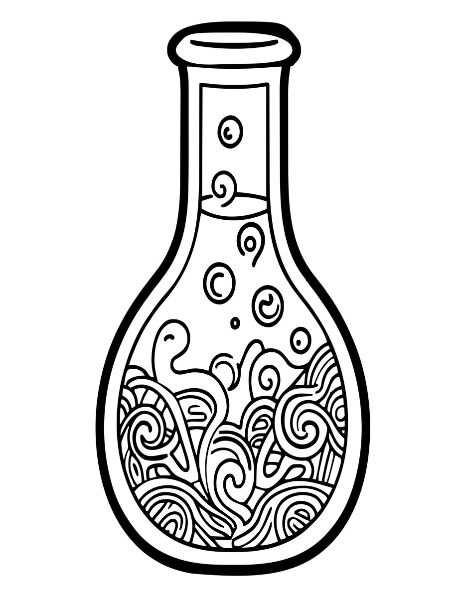 Transmutation Flask - free printable coloring page