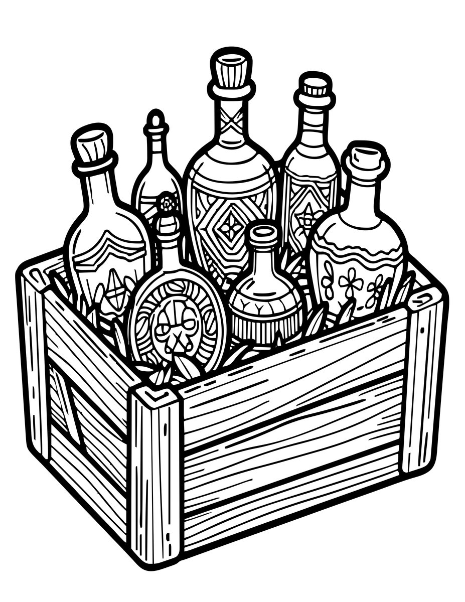 Potion Crate - free printable coloring page