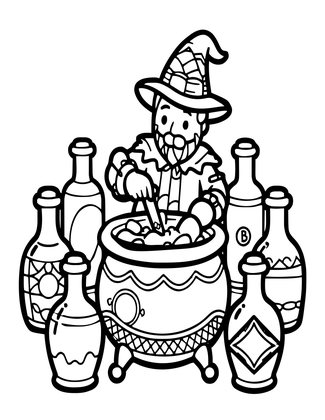 Potion Brewing - Free printable coloring page