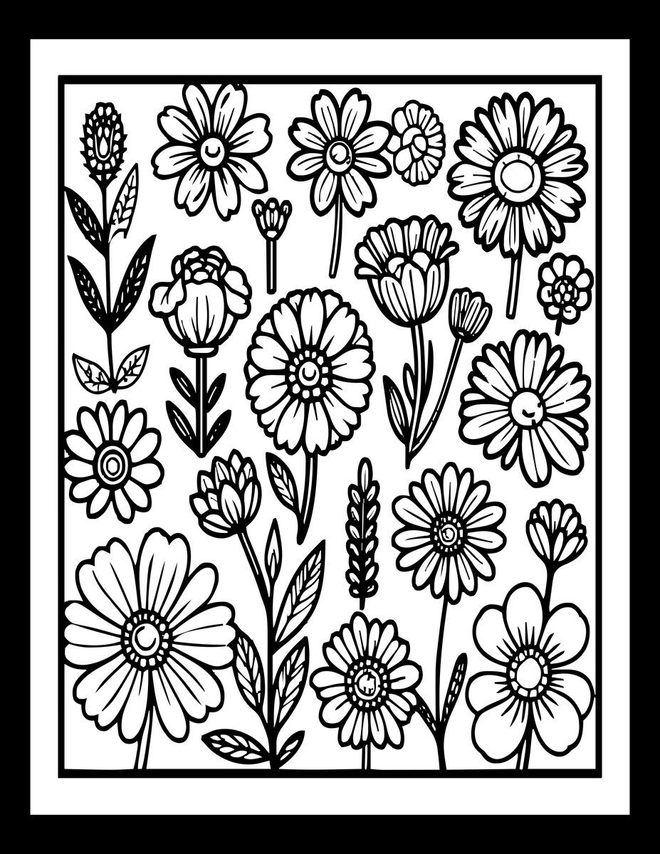 Pressed Flower Frame - free printable coloring page